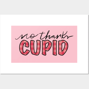 No thanks Cupid Valentine’s Day pink plaid design Posters and Art